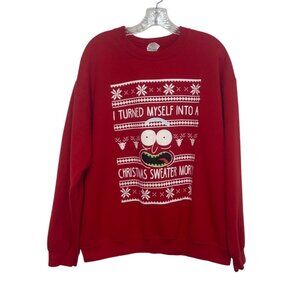 Rick & Morty Christmas Sweatshirt Mens Large Red